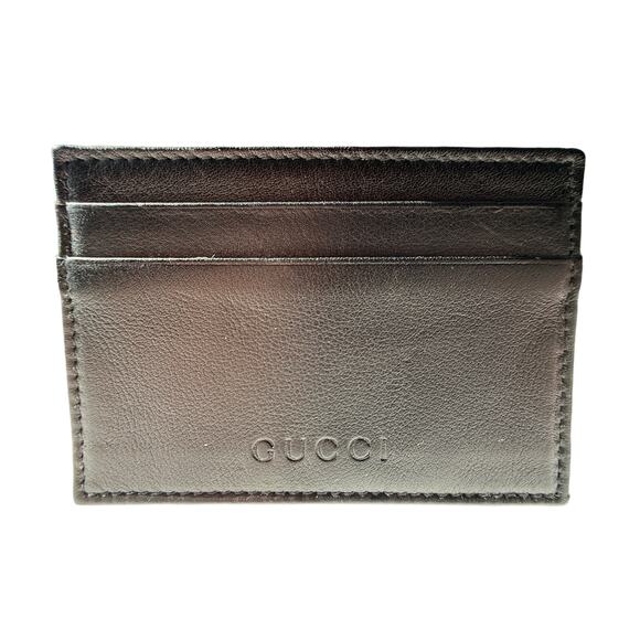 Gucci Black Leather Grosgrain Lining Card Holder - Picture 1 of 4